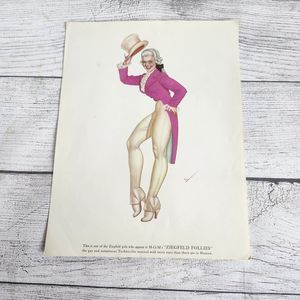 Vtg 1940s George Petty Ziegfeld Follies Pinup Girl Art Print 8.5x11 Tailcoat Hat
